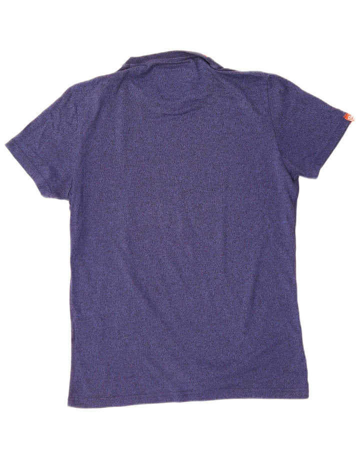 Męski T-shirt z grafiką Superdry, bawełniany, średni niebieski w cętki