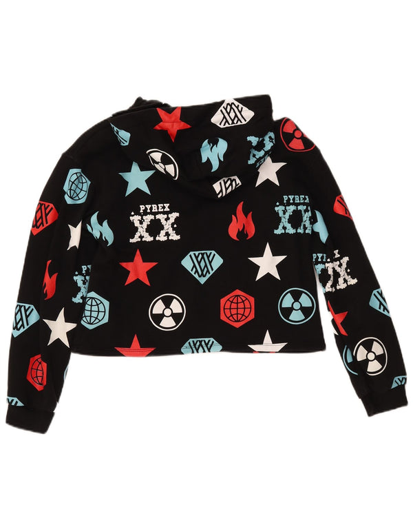 Dziewczęcy sweter z kapturem i grafiką PYREX 11-12 lat XL, czarny, geometryczny