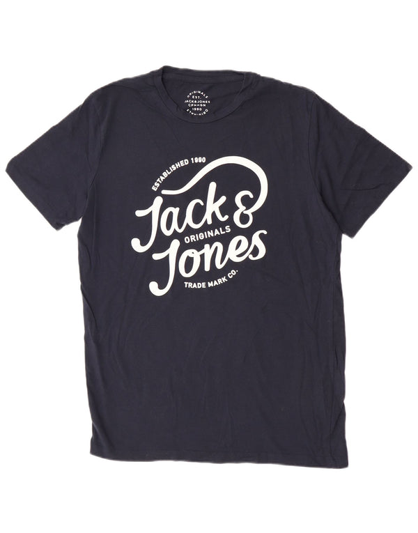 Męski T-shirt z grafiką Jack & Jones, duży, granatowy, bawełniany