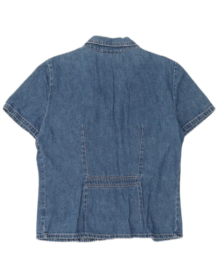 DRESS BARN Damska koszula dżinsowa z krótkim rękawem US 8 Średni niebieski, bawełniany