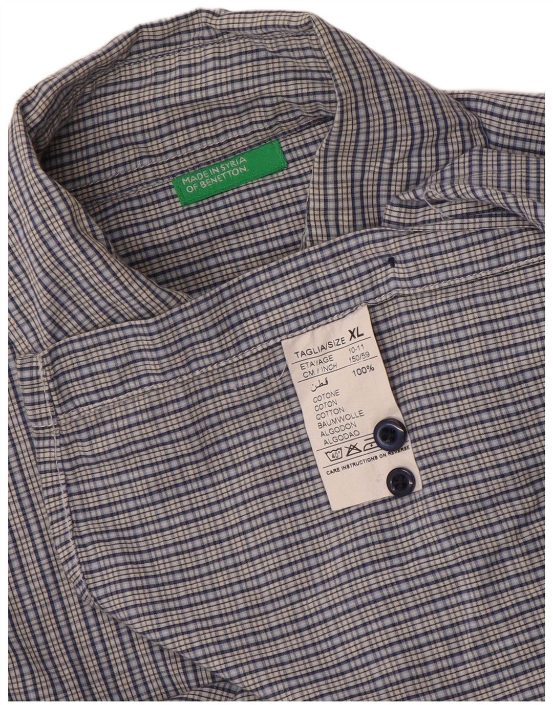 Koszula chłopięca Benetton 10-11 lat XL, niebieska bawełniana kratka
