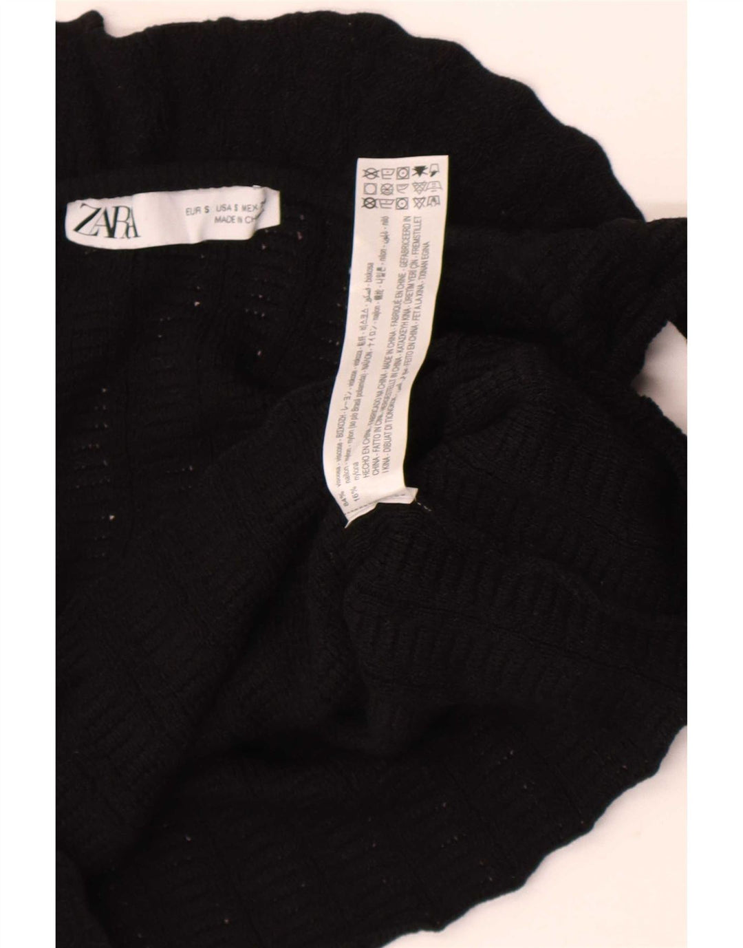 Damski krótki top Zara UK 8 Small, czarna wiskoza