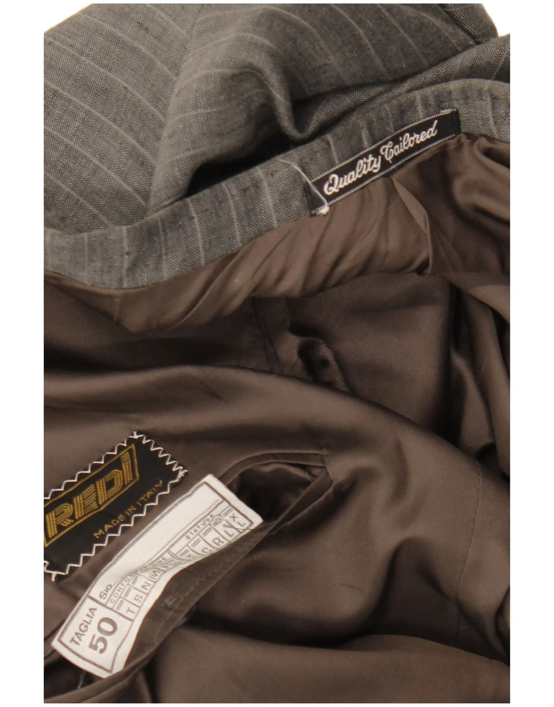 Męska marynarka z podwójnymi piersiami w stylu vintage IT 50, duża, szara w prążki