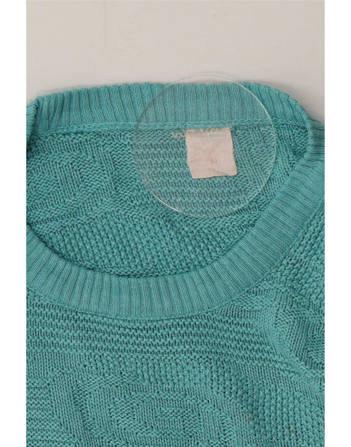Męski sweter z okrągłym dekoltem w stylu vintage IT 50 Średni niebieski