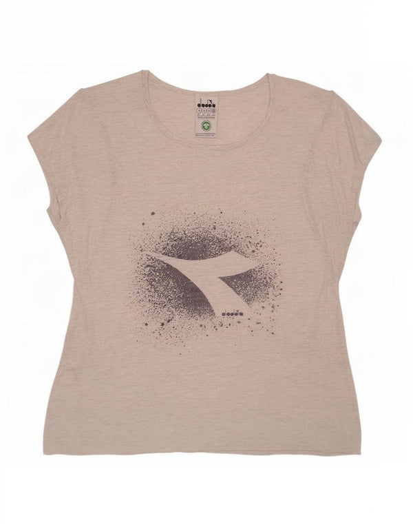 Damska koszulka oversize z grafiką Diadora Top UK 10, mała, szara, nakrapiana