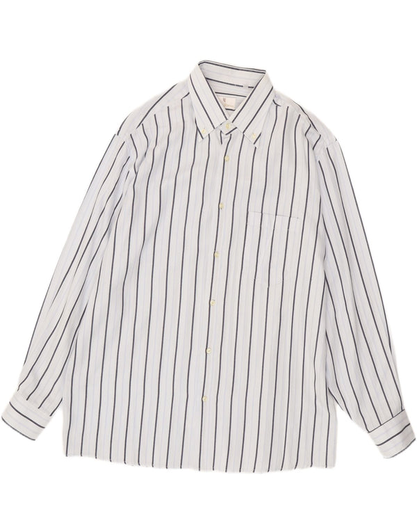 Koszula męska VINTAGE XL, biała, bawełniana w prążki