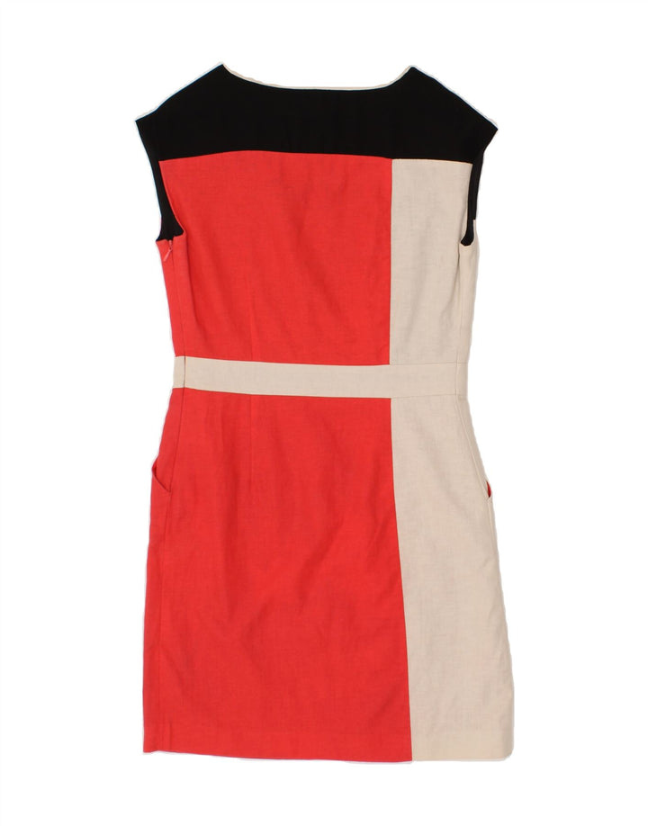 NEXT Womens Sleeveless Basic Dress UK 8 Small Orange Colourblock Linen Vintage Next and Second-Hand Next from Messina Hembry 