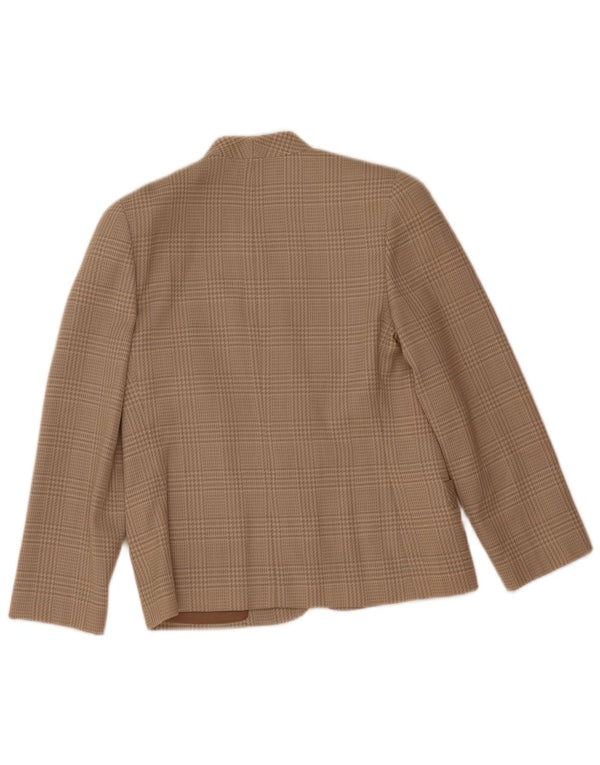 Damska marynarka zapinana na 2 guziki w stylu vintage IT 44 Średni beżowy wełniany pepitka