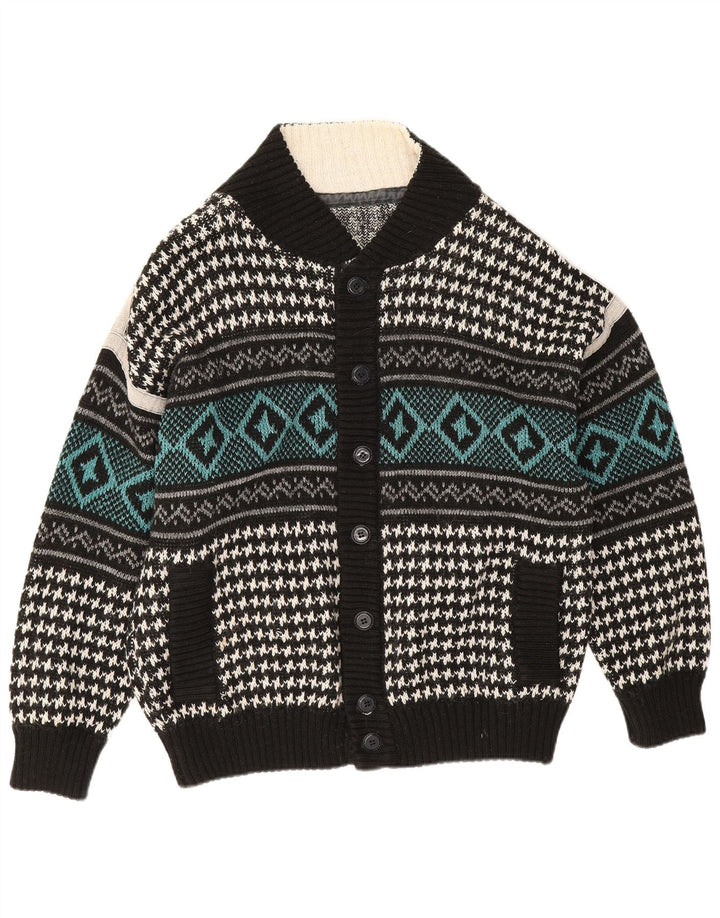 Vintage męski sweter rozpinany XL, wielobarwny, geometryczny