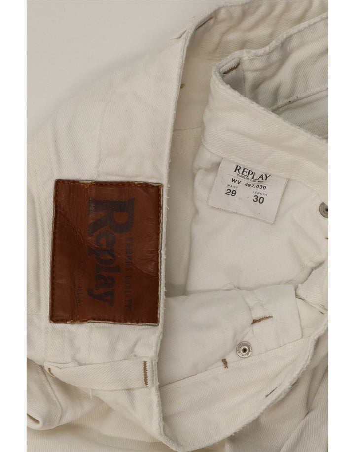 Damskie proste dżinsy REPLAY W29 L30 Biała bawełna