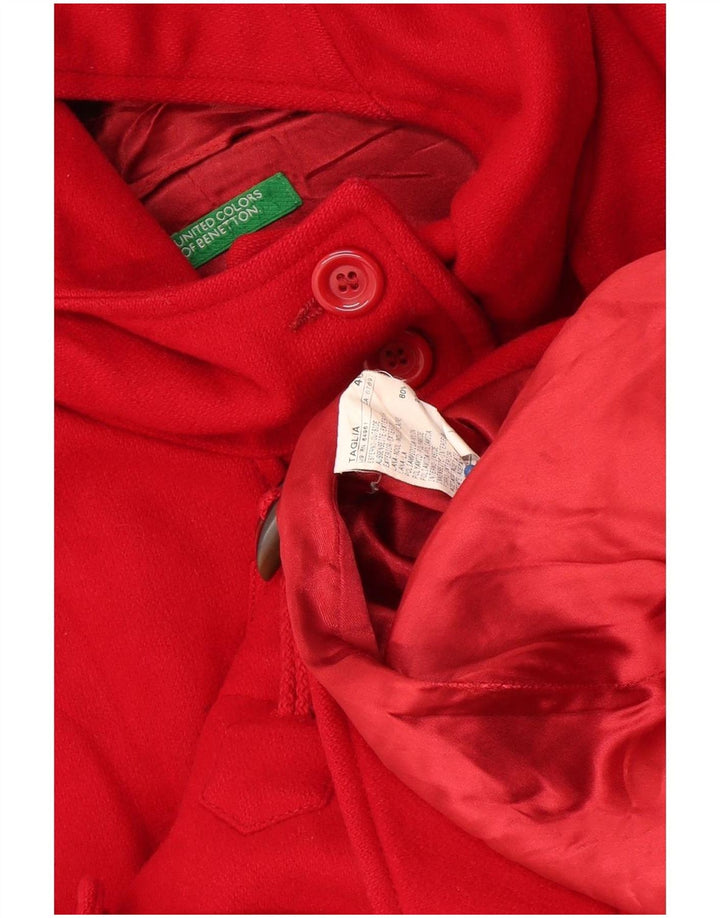 Damska budrysówka z kapturem Benetton IT 46, duża czerwona wełna