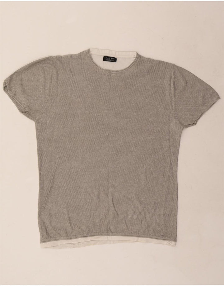 Męski T-shirt ZARA, duży, szary