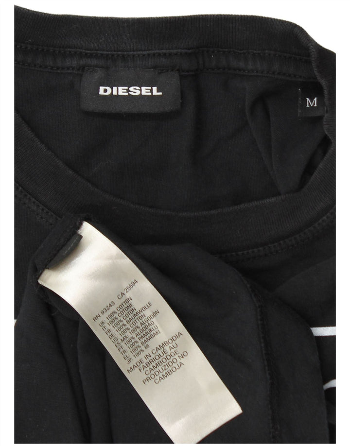 Męska koszulka z grafiką DIESEL, średnia czarna bawełna