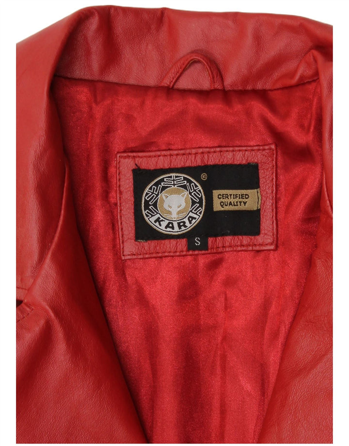 Damski płaszcz skórzany Kara UK 10 Small Red Leather