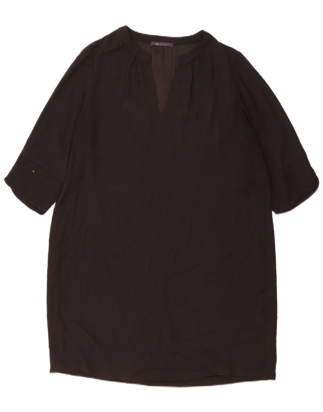 Marks & Spencer Damska sukienka typu shift z rękawem 3/4 UK 20 2XL Czarny poliester