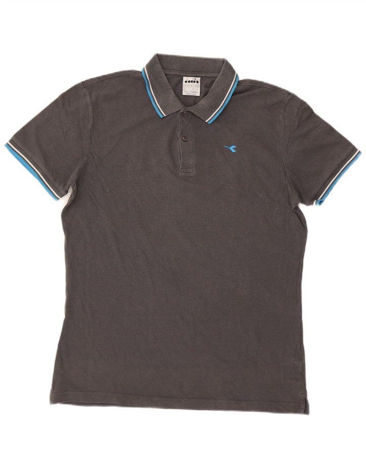DIADORA Mens Polo Shirt XL Grey Cotton