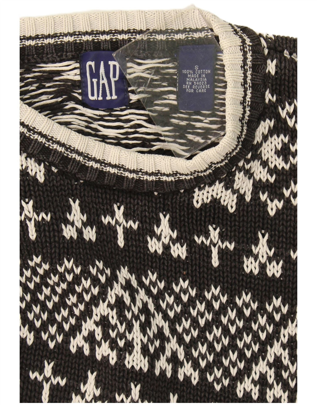 Męski sweter Gap z okrągłym dekoltem, mały, czarny, z bawełny Fair Isle