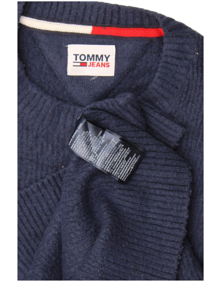 Męski sweter z okrągłym dekoltem Tommy Hilfiger, duży granatowy poliester