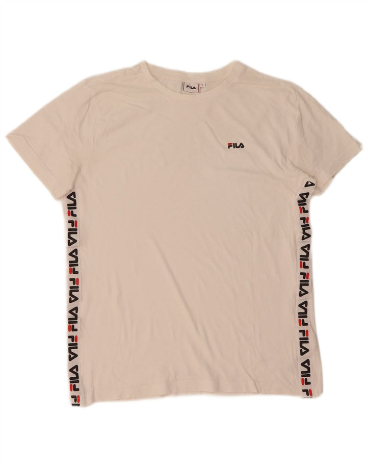 Męski T-shirt z grafiką Fila, duży, biały, bawełniany
