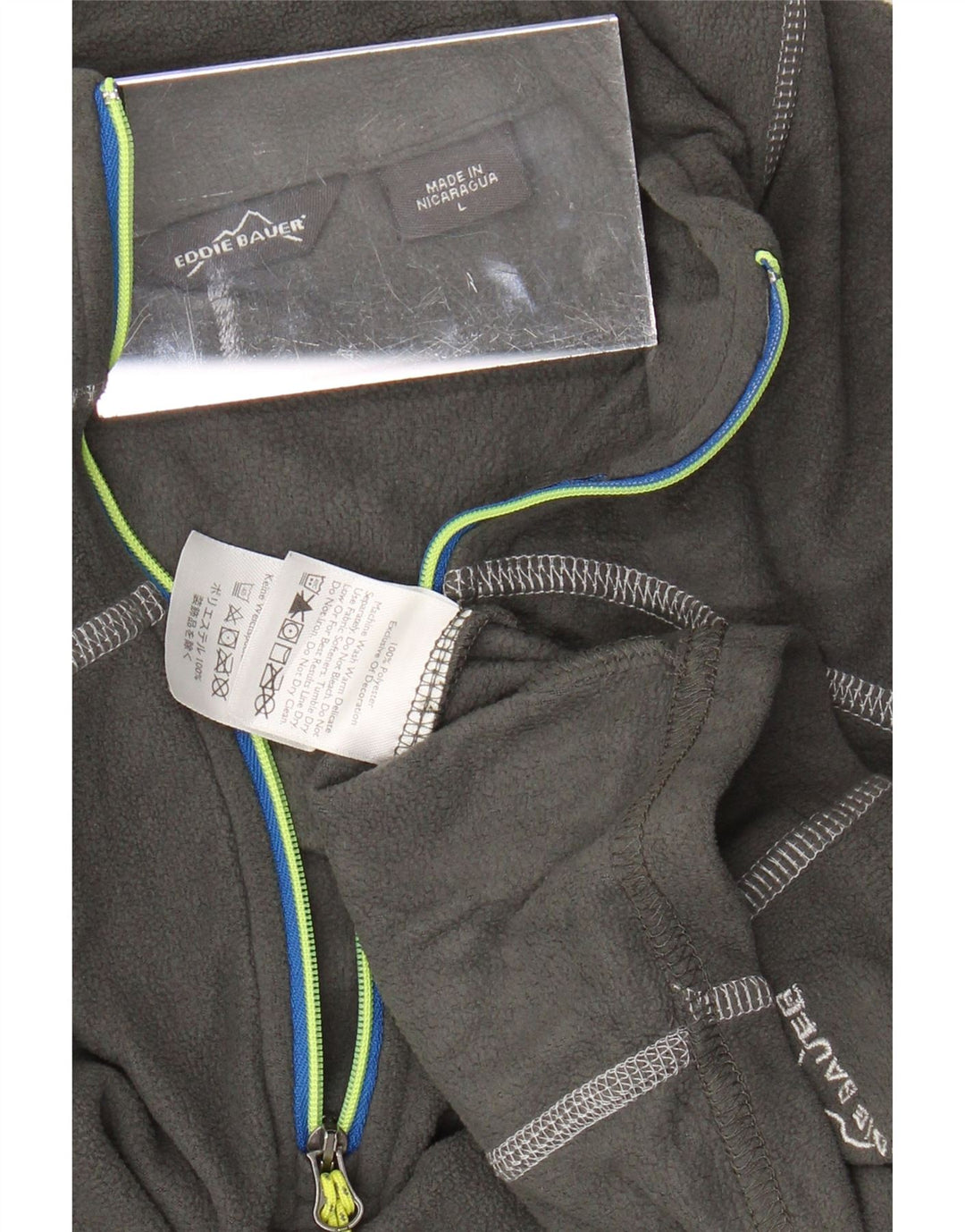 Damski sweter polarowy EDDIE BAUER z zamkiem błyskawicznym UK 16, duży, szary poliester