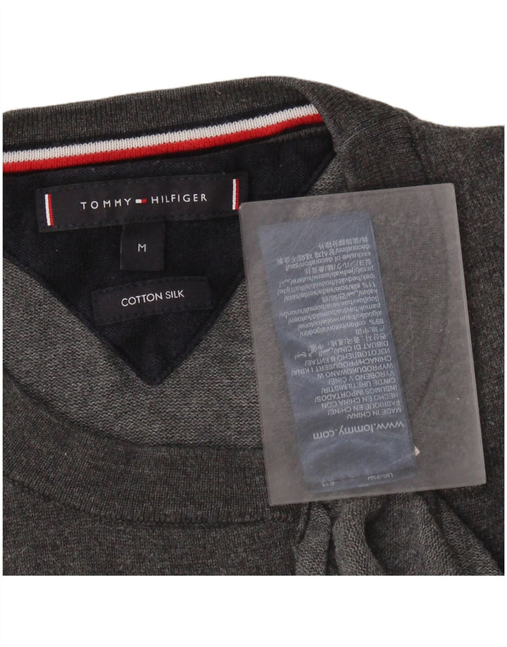 Męski sweter z okrągłym dekoltem TOMMY HILFIGER, średnioszary, bawełniany