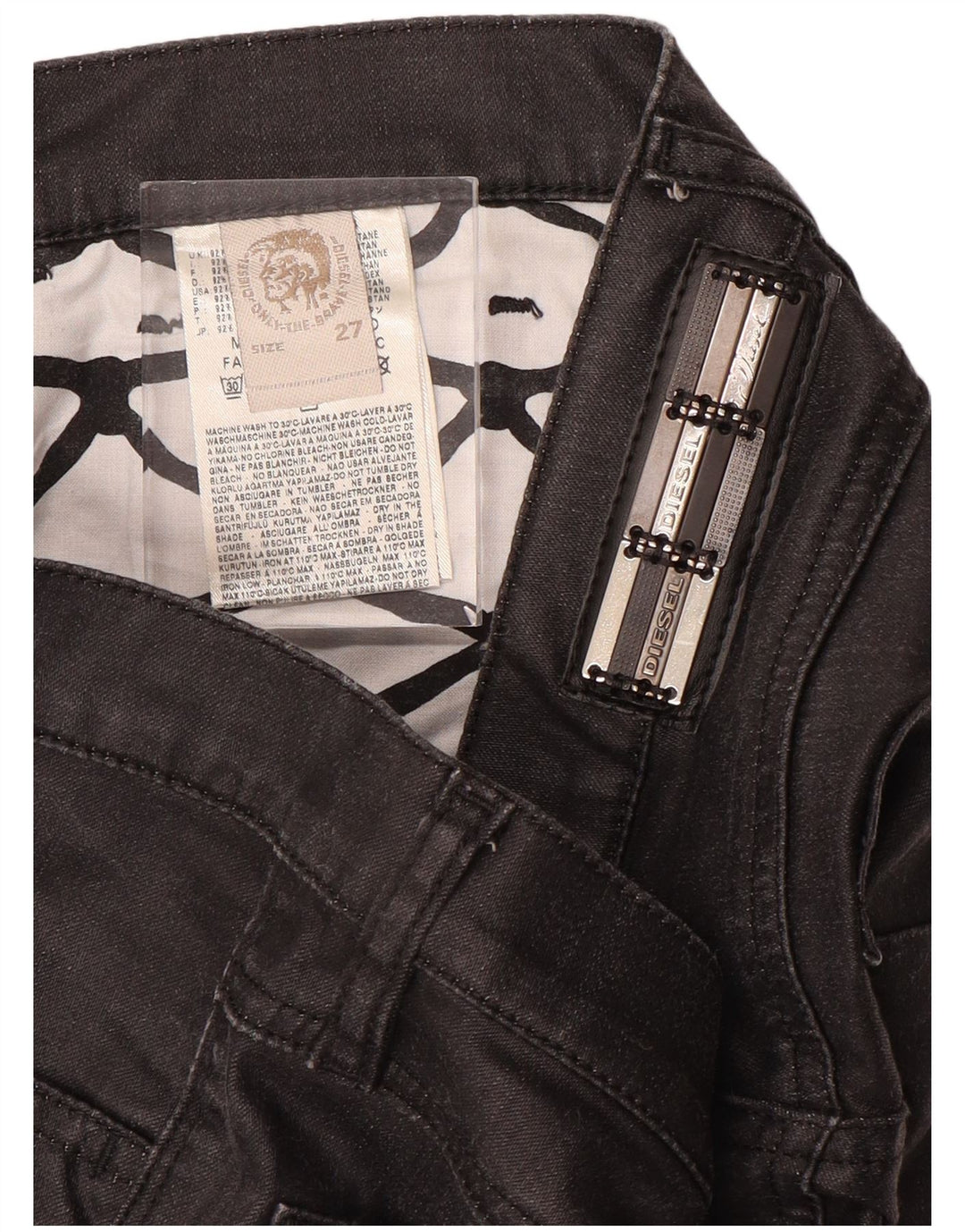 DIESEL Damskie jeansy slim W27 L34 Czarne bawełniane