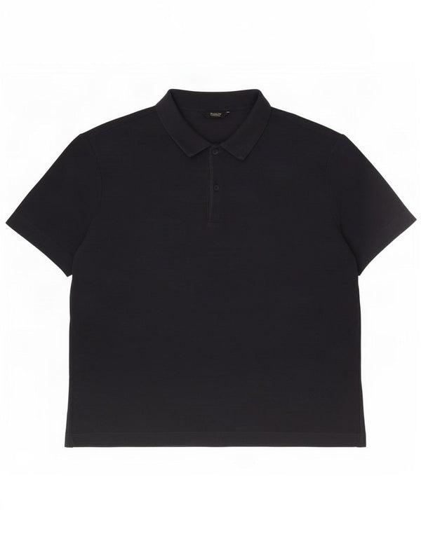 Massimo Dutti Mens Polo Shirt XL Navy Blue Cotton