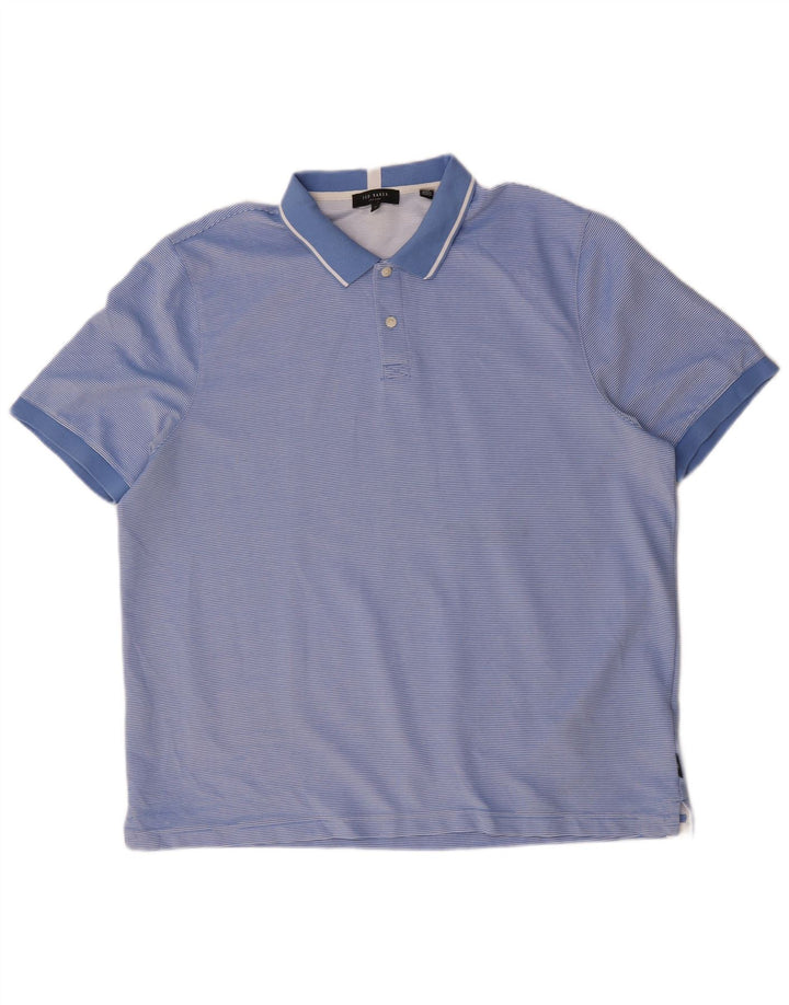 Męska koszulka polo Ted Baker, rozmiar 6, 2XL, poliester w niebieskie paski