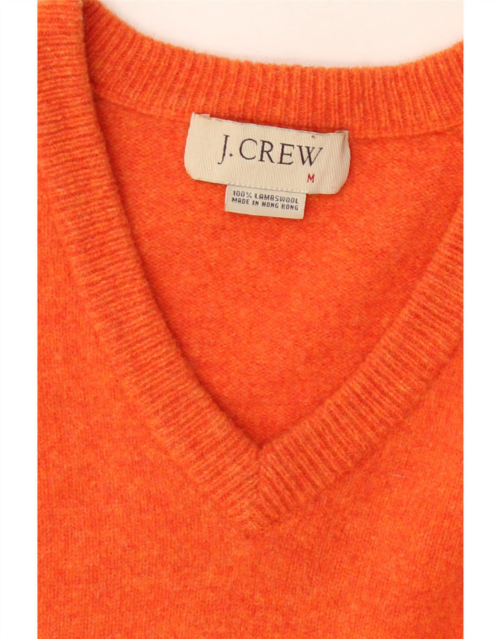 J. CREW Womens V-Neck Jumper Sweater UK 12 Medium Orange Lambswool Vintage J. Crew and Second-Hand J. Crew from Messina Hembry 