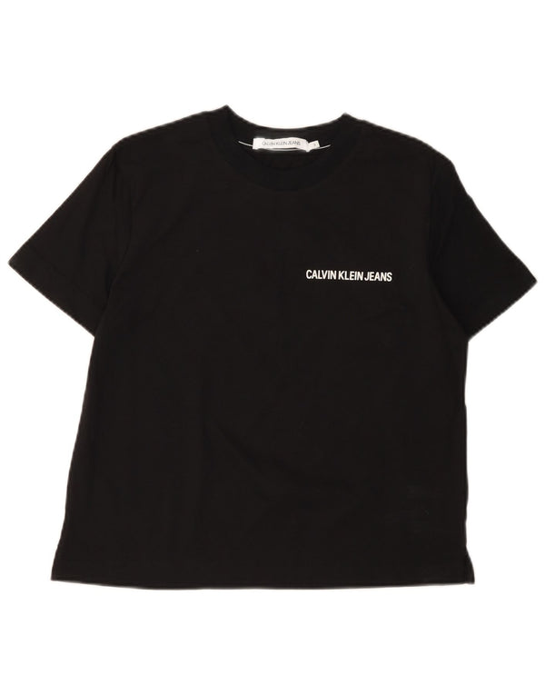 CALVIN KLEIN JEANS Damski t-shirt z grafiką Crop Top UK 10 Small Black