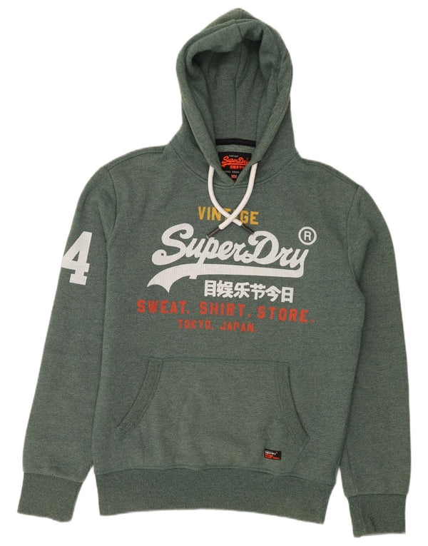 SUPERDRY Męski sweter z kapturem i grafiką, średniej wielkości bawełna w zielone plamki