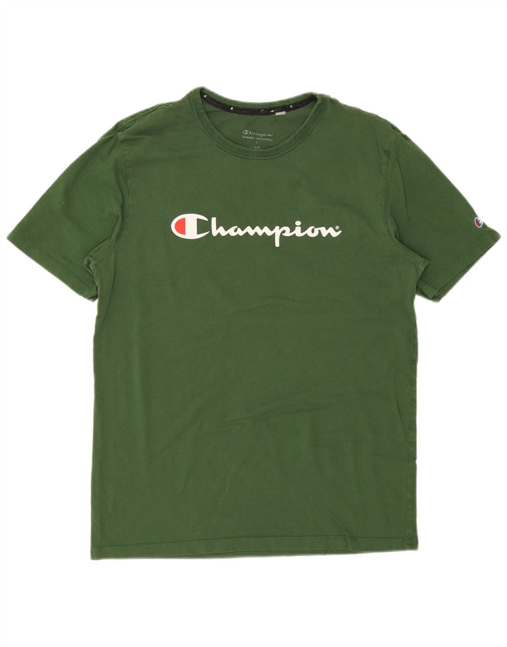 Męski T-shirt Champion z grafiką, duży, zielony, bawełniany