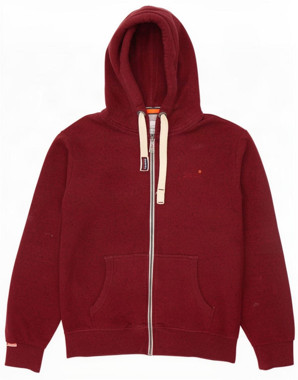 Męski sweter z kapturem i zamkiem Superdry, 2XL, bordowa bawełna z plamkami