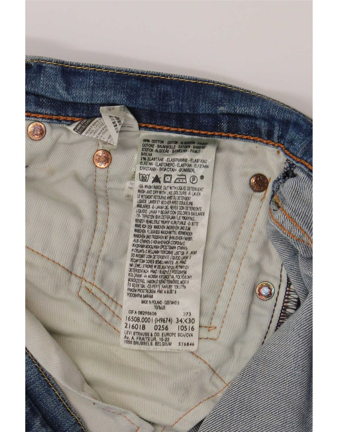 Męskie jeansy Levi's 508 Straight W34 L30 Niebieskie bawełniane