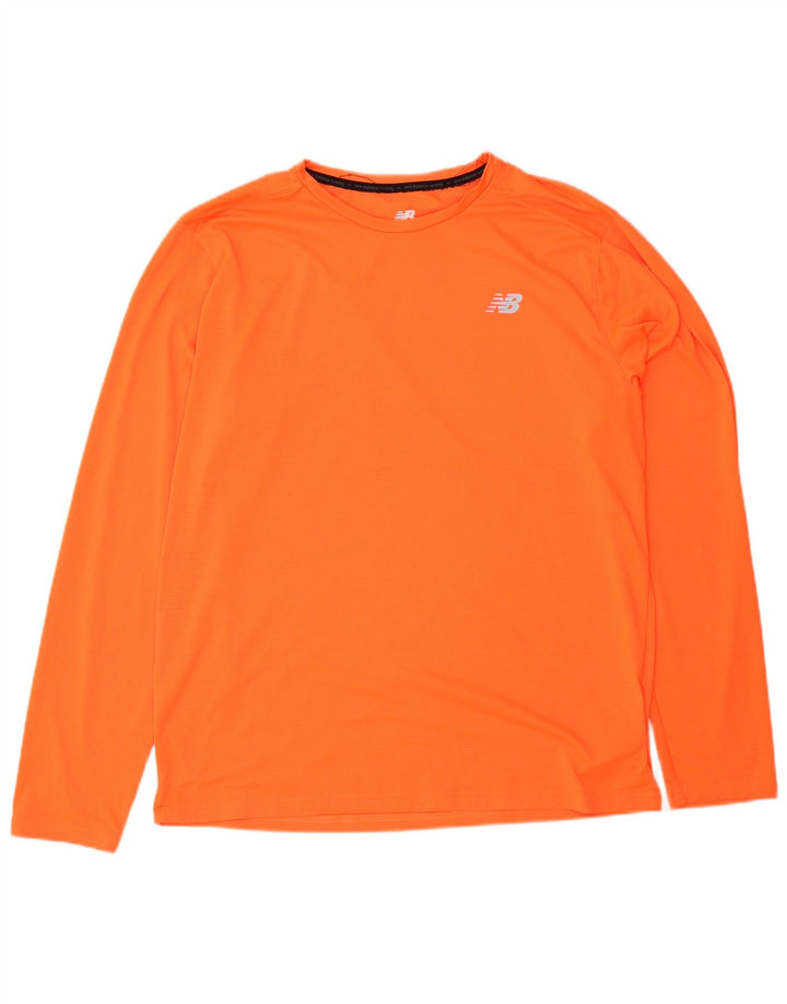 Męski top New Balance z długim rękawem, duży, pomarańczowy poliester