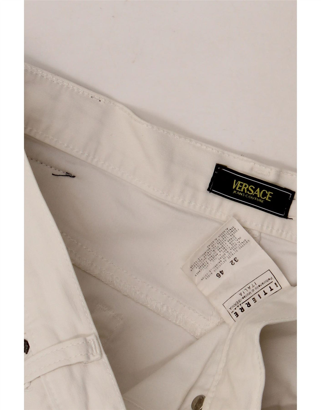 Damskie proste dżinsy Versace W32 L29 Biała bawełna