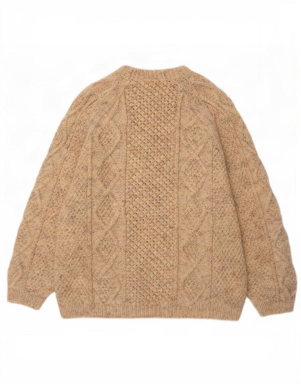 Vintage męski sweter z okrągłym dekoltem 2XL w kolorze beżowym