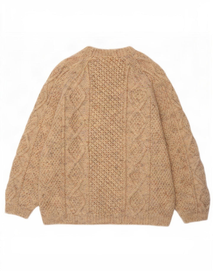 Vintage męski sweter z okrągłym dekoltem 2XL w kolorze beżowym