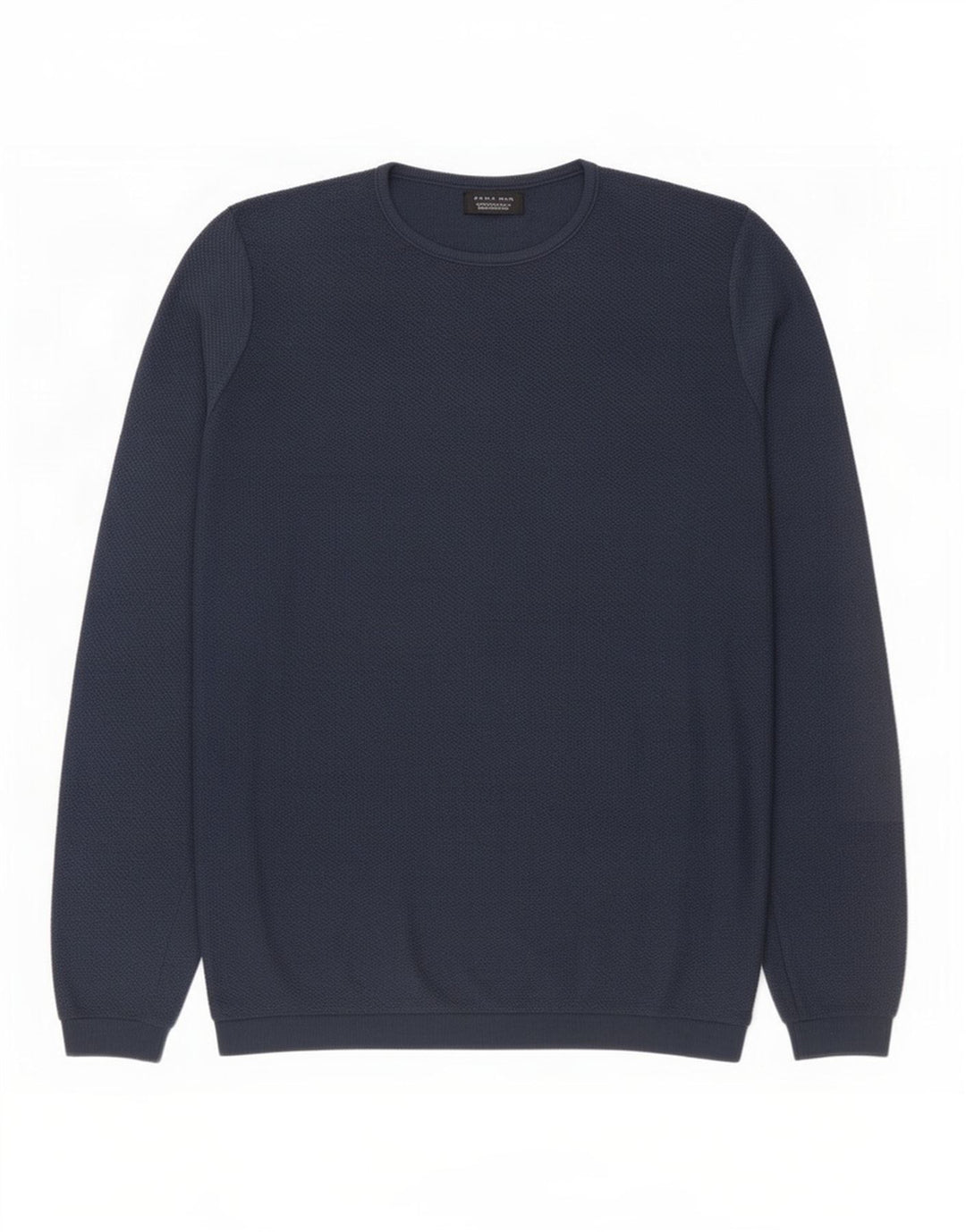 Męski sweter Zara z okrągłym dekoltem, duży, granatowy