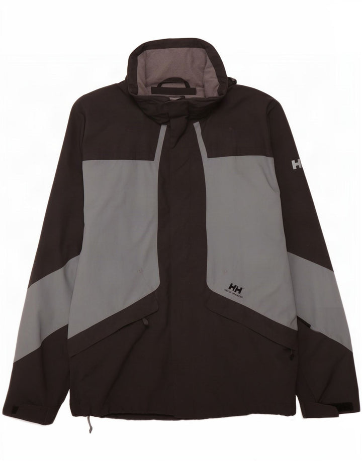 Męska kurtka przeciwdeszczowa Helly Hansen UK 38 Średni czarny nylon w blokach kolorystycznych