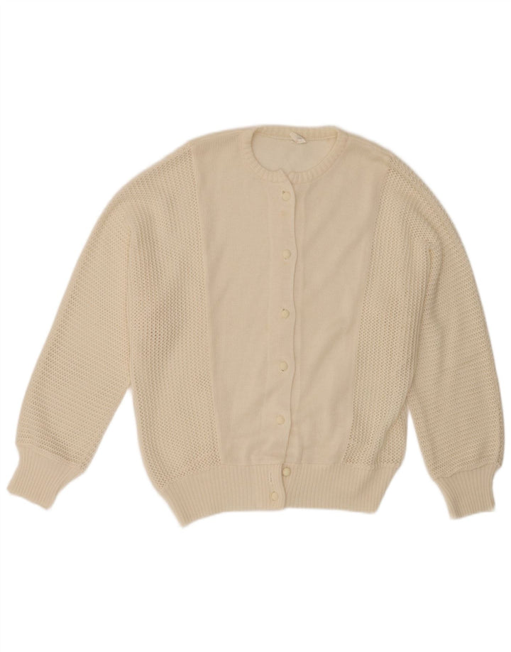 Sweter damski w stylu vintage IT 46, duży, złamany biały, poliakryl