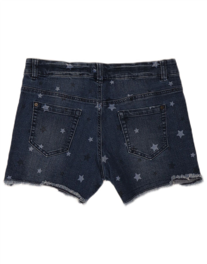 BENETTON Girls Abstract Pattern Denim Shorts 13-14 Years 3XL W32  Blue