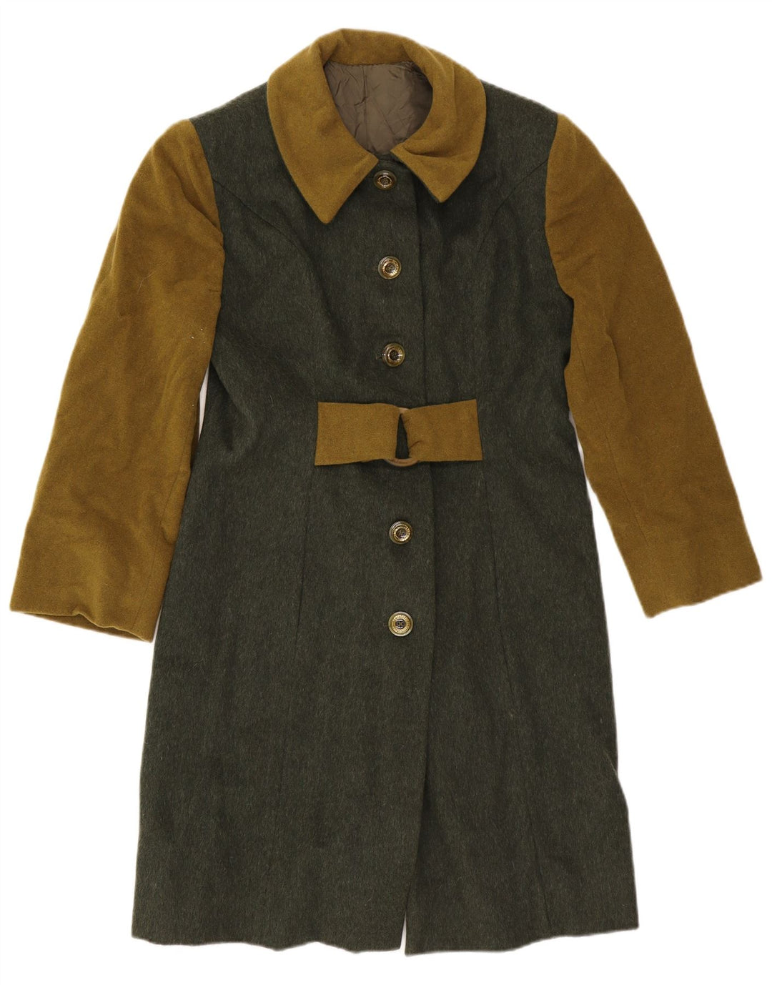 Płaszcz damski w stylu vintage, UK 10, mały, zielony, blok kolorów