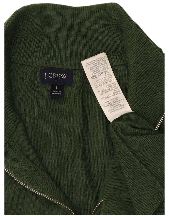 Męski sweter J. Crew z zamkiem błyskawicznym, duży, zielony, akrylowy