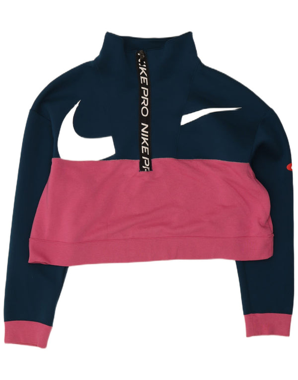 Damska bluza dresowa Nike Graphic UK 16, duża, granatowa, z blokami kolorów