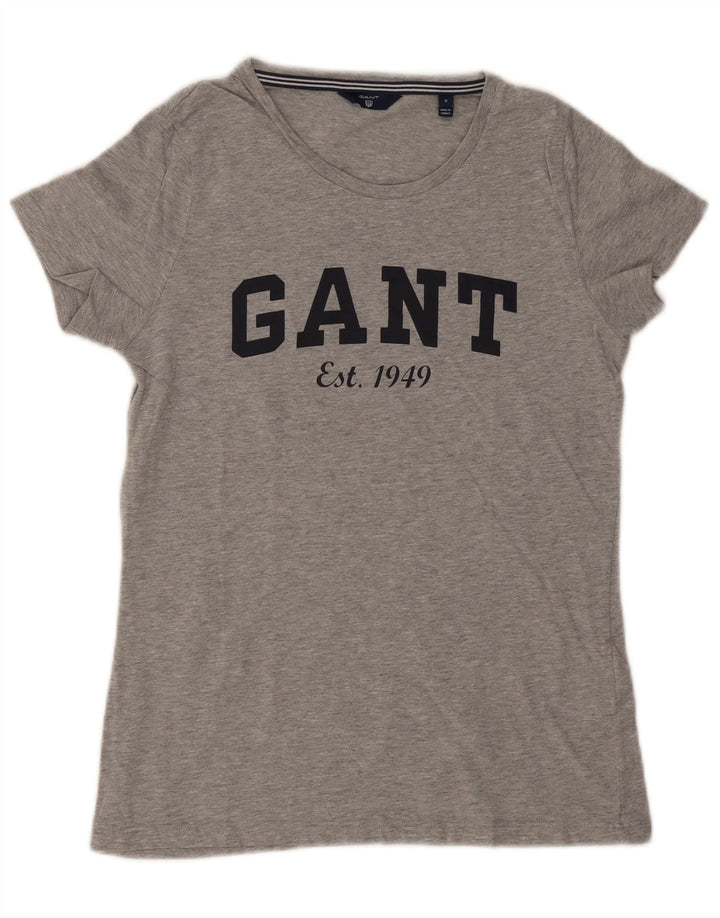 Męski T-shirt z grafiką Gant, mały, szary, nakrapiany bawełniany