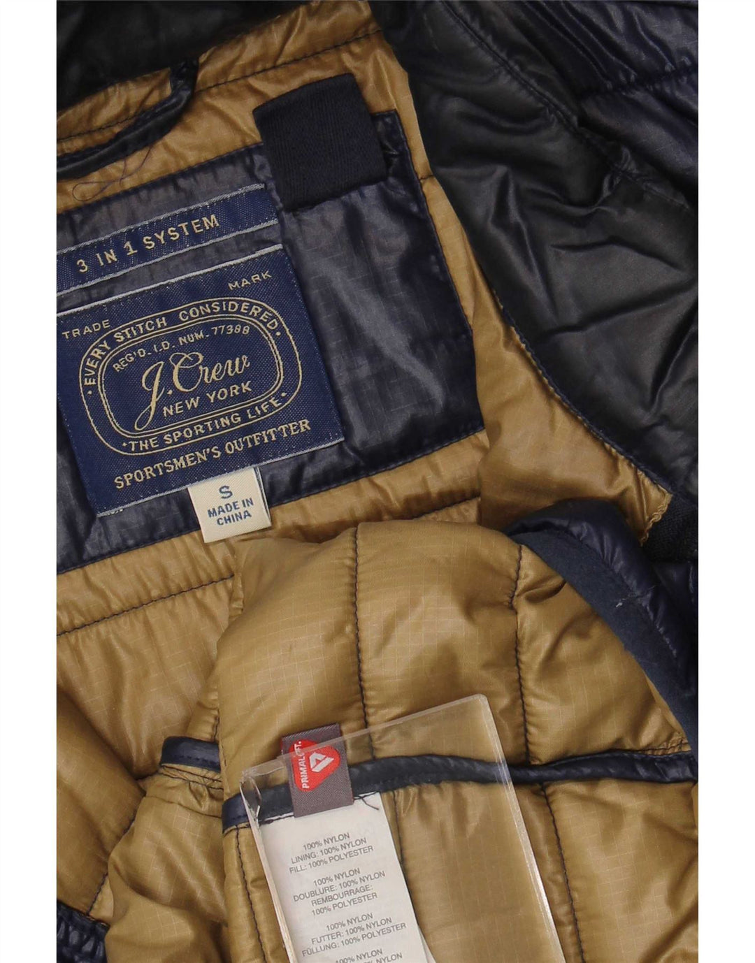 Męska wyściełana kamizelka J. Crew UK 36, mała, granatowa, nylonowa