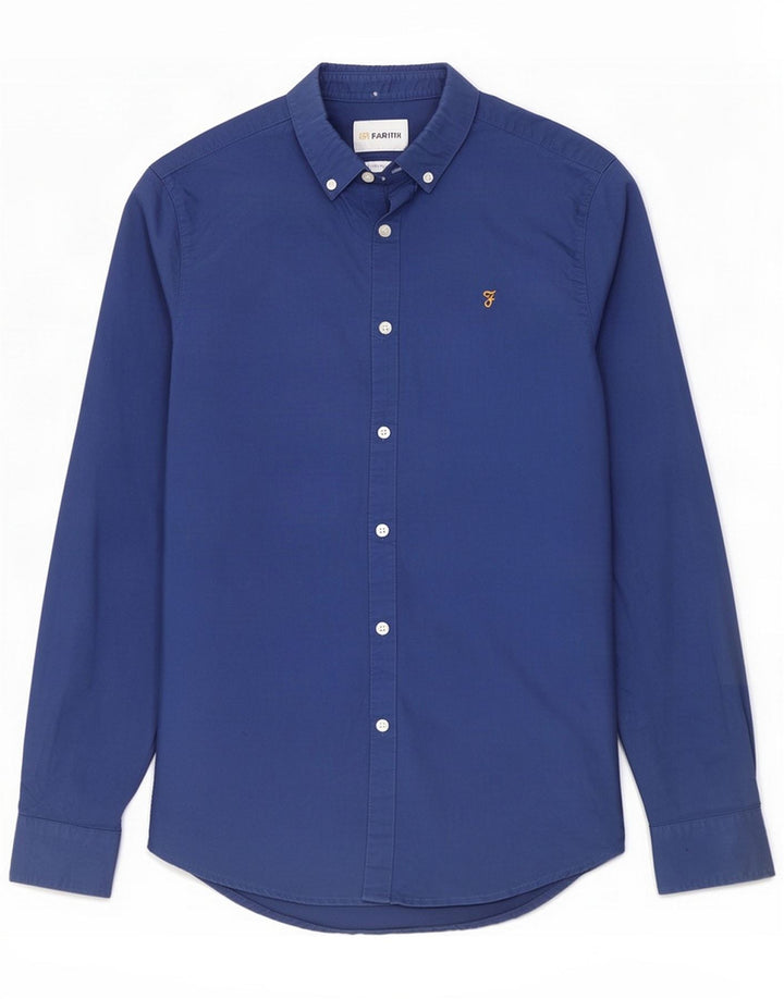 Farah Męska koszula slim fit, mała niebieska bawełniana