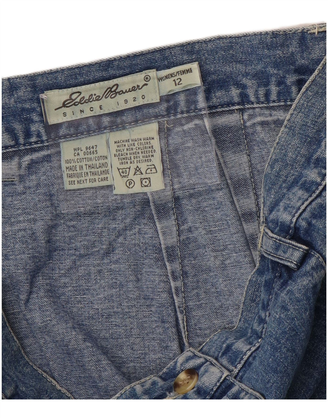 EDDIE BAUER Damska spódnica dżinsowa US 12 duża W30 niebieska bawełna