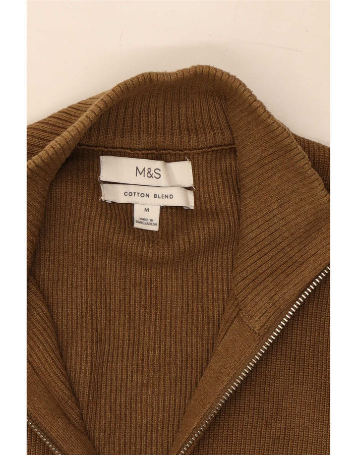 Marks & Spencer Męski sweter rozpinany, średni beż, poliester